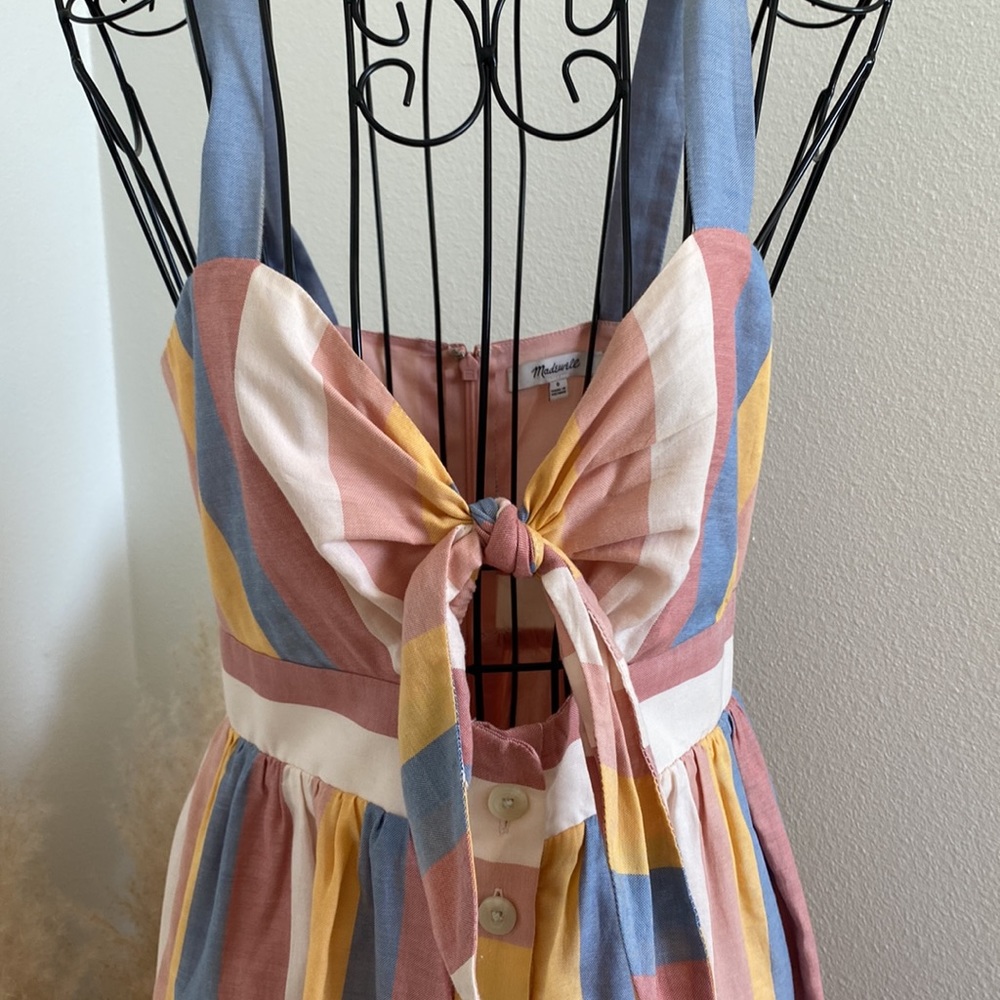 SOLD Madewell Tie Front Striped Cutout Dress NWOT - Picture 6 of 11